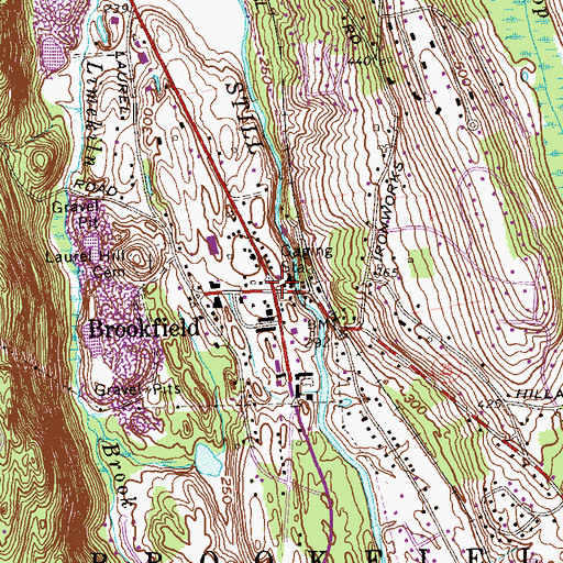 Topographic Map of Brookfield, CT