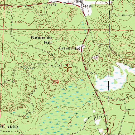 Topographic Map of Bear Caves State Natural Area, WI
