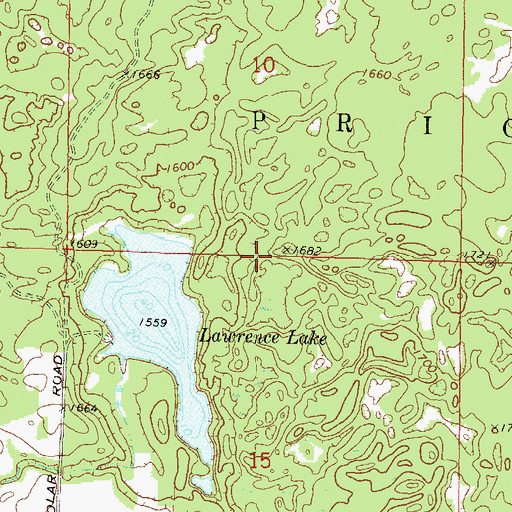 Topographic Map of Lawrence Lake State Natural Area, WI