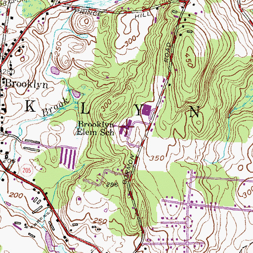 Topographic Map of Brooklyn Elementary School, CT