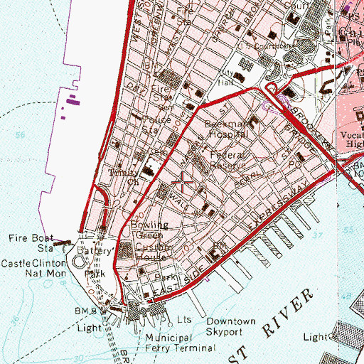 Topographic Map of Federal Hall National Memorial, NY