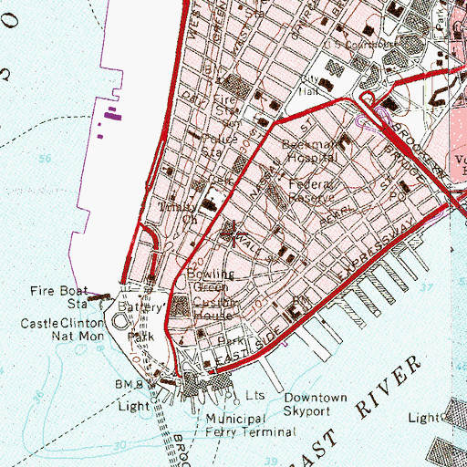 Topographic Map of New York Stock Exchange, NY