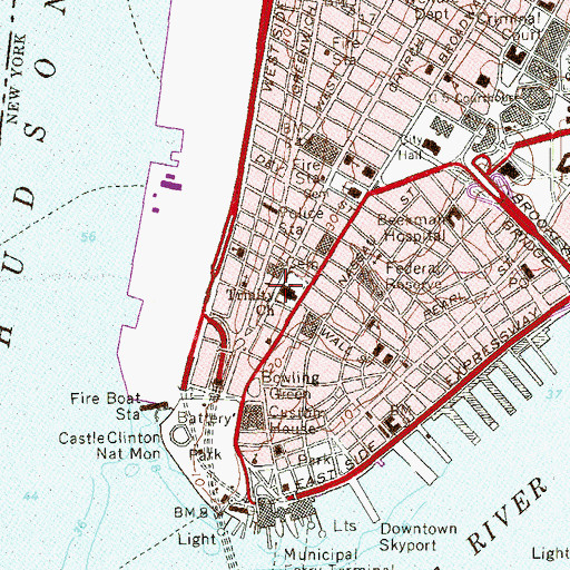 Topographic Map of Trinity Place Bridge, NY