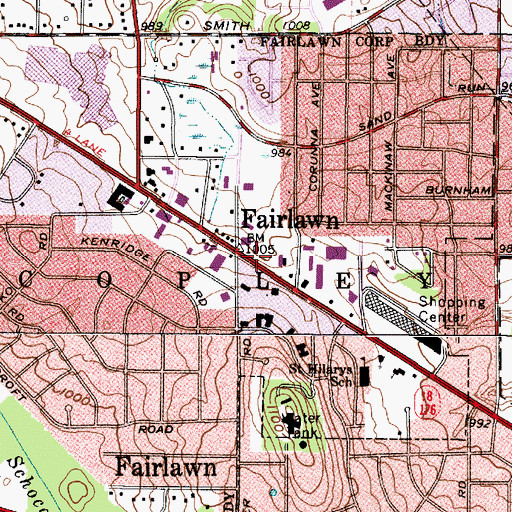 Topographic Map of Fairlawn Post Office (historical), OH