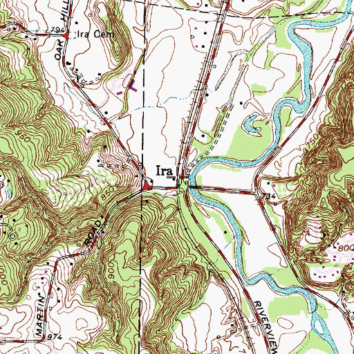 Topographic Map of Ira Post Office (historical), OH