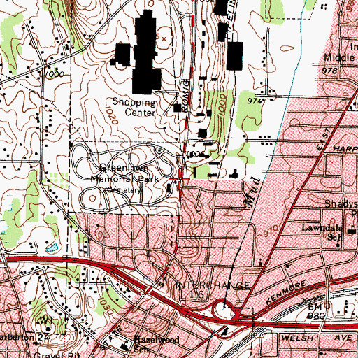 Topographic Map of Lawndale Post Office (historical), OH