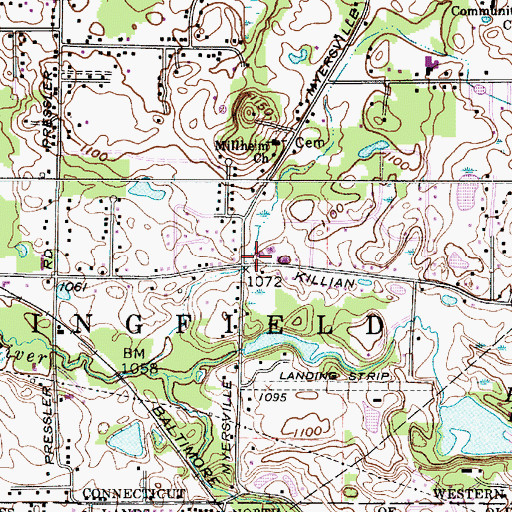 Topographic Map of Millheim Post Office (historical), OH