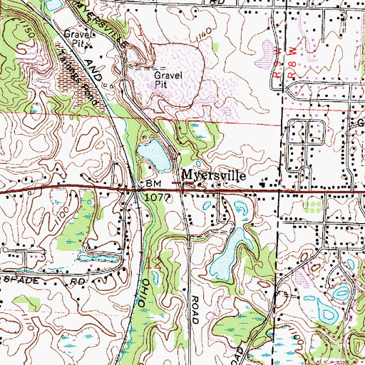 Topographic Map of Myersville Post Office (historical), OH