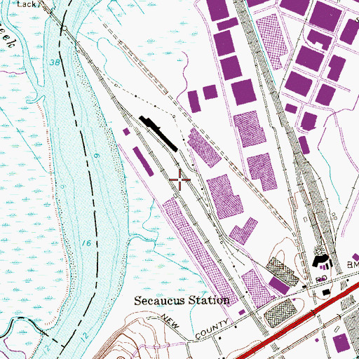 Topographic Map of Secaucus Yards, NJ
