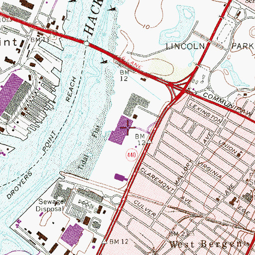 Topographic Map of Hudson Mall Shopping Center, NJ
