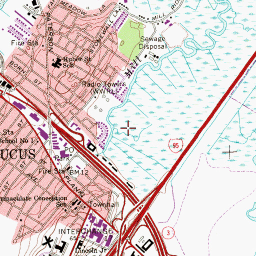 Topographic Map of Mill Creek Mall Shopping Center, NJ
