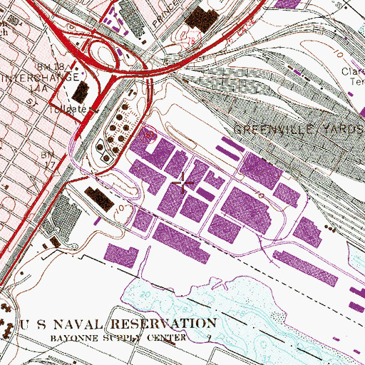 Topographic Map of Port Jersey Industrial Park, NJ