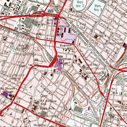 Topographic Map of Journal Square Transport Center, NJ