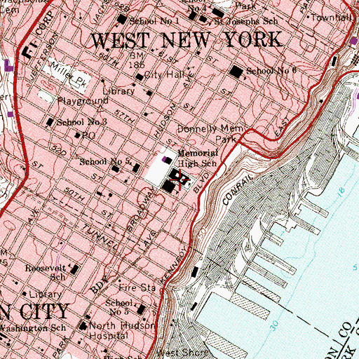 Topographic Map of Saint Joseph's High School, NJ