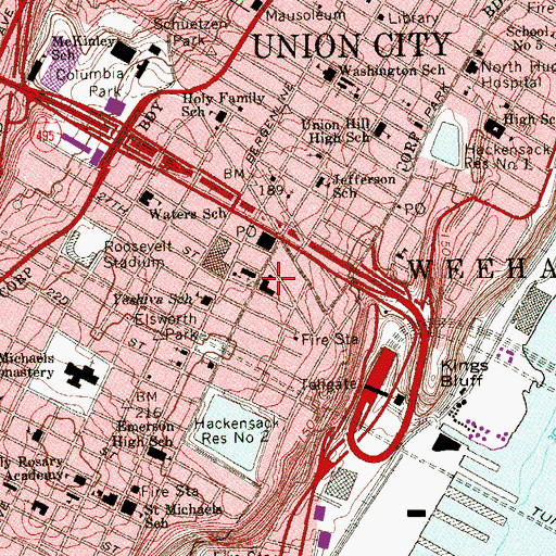 Topographic Map of Daniel Webster Number 2 Elementary School, NJ