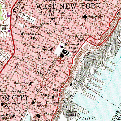 Topographic Map of Number 2 Elementary School, NJ