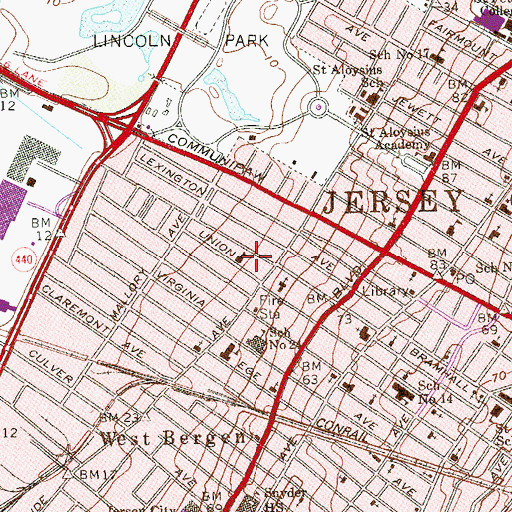 Topographic Map of Number 33 Elementary School, NJ