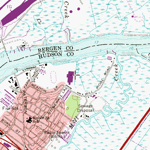 Topographic Map of Secaucus High School, NJ