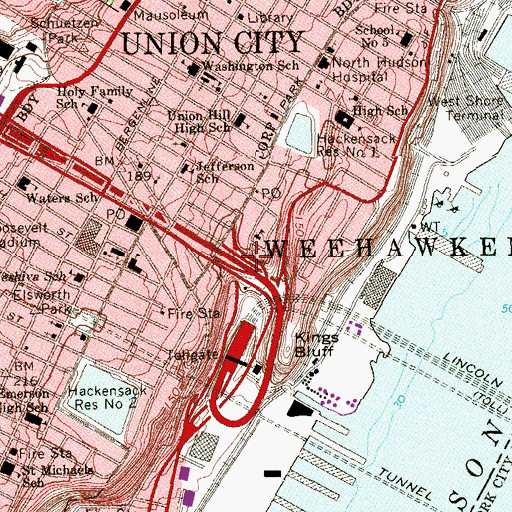 Topographic Map of Interchange 3, NJ