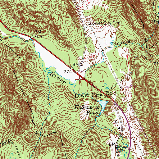 Topographic Map of Brown Brook, CT
