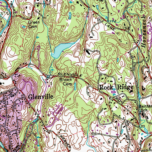 Topographic Map of Brown Cemetery, CT