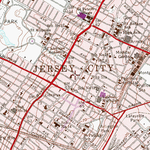 Topographic Map of Academy II School, NJ