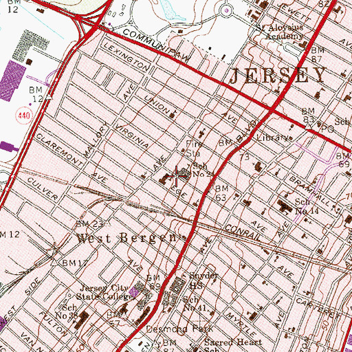 Topographic Map of Our Lady of Victories School, NJ