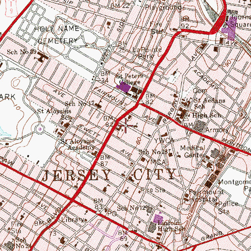 Topographic Map of Saint Dominic Academy, NJ