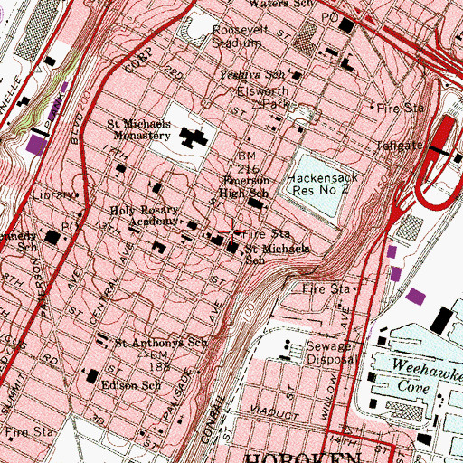 Topographic Map of Mother Seton School, NJ