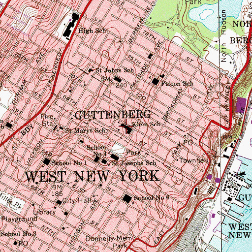 Topographic Map of Iglesia Reformada Hispania, NJ