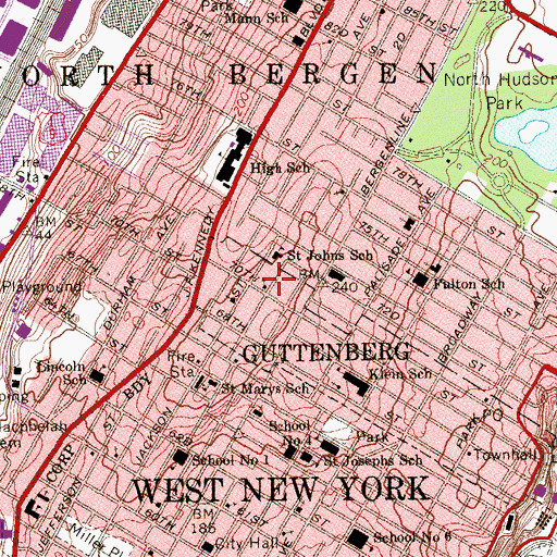 Topographic Map of Saint John Nepomucene's Roman Catholic Church, NJ