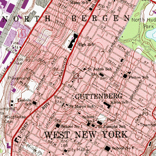 Topographic Map of Saints Peter and Paul Lutheran Church, NJ