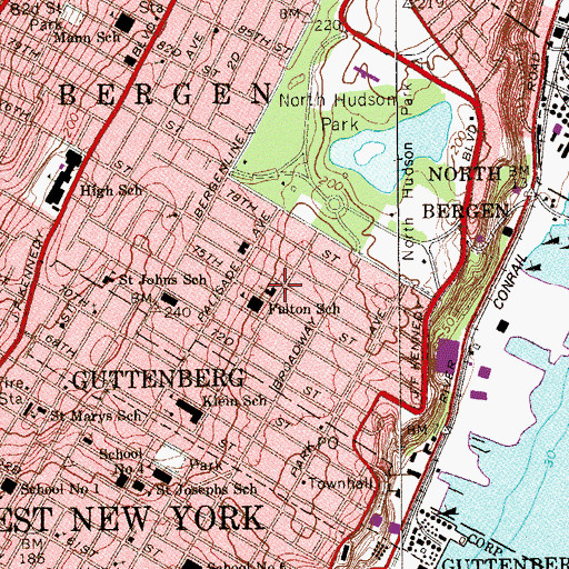 Topographic Map of Temple Beth-El of North Bergen, NJ