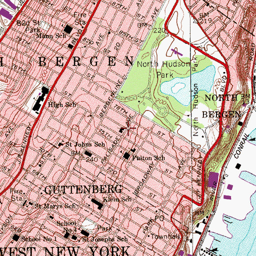 Topographic Map of Woodcliff Community Church, NJ