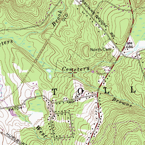 Topographic Map of Browns Brook, CT