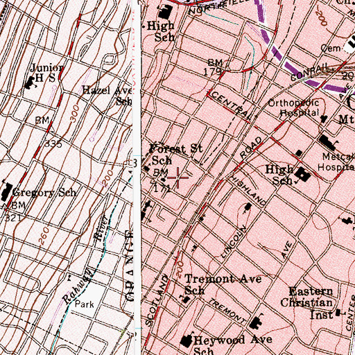 Topographic Map of All Saints Episcopal Church, NJ