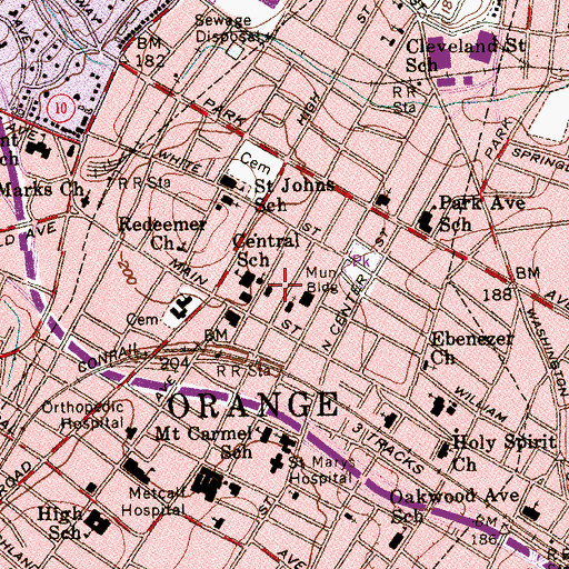 Topographic Map of Mount Olive Church of God, NJ