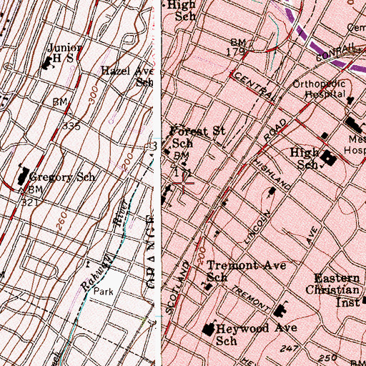 Topographic Map of Our Lady of the Valley Church, NJ