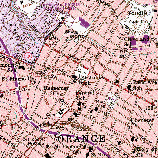 Topographic Map of Saint John's Catholic Church, NJ