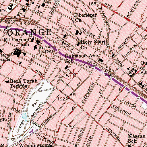 Topographic Map of Union Baptist Church, NJ
