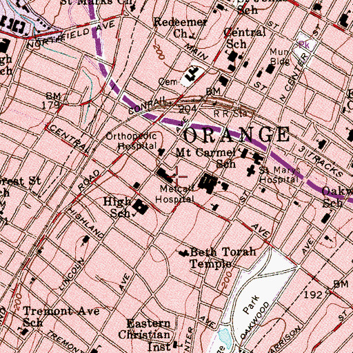Topographic Map of Lincoln Avenue Elementary School, NJ