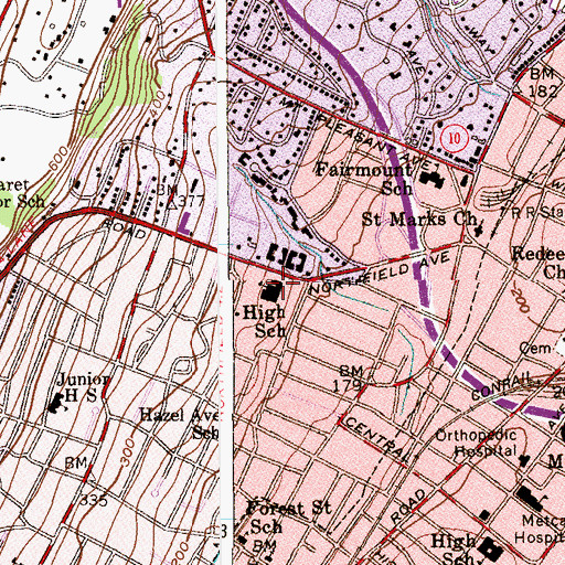 Topographic Map of Seton Hall Preparatory School, NJ