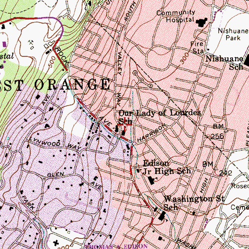Topographic Map of Our Lady of Lourdes Church, NJ