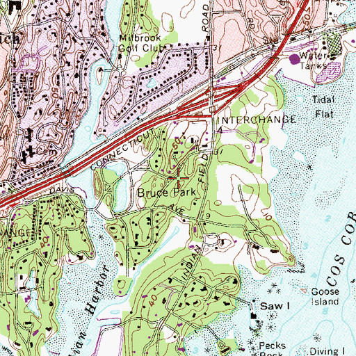 Topographic Map of Bruce Park, CT