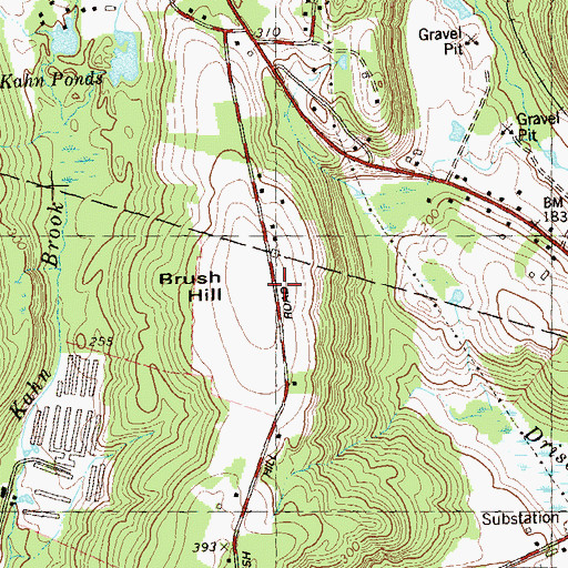 Topographic Map of Brush Hill, CT