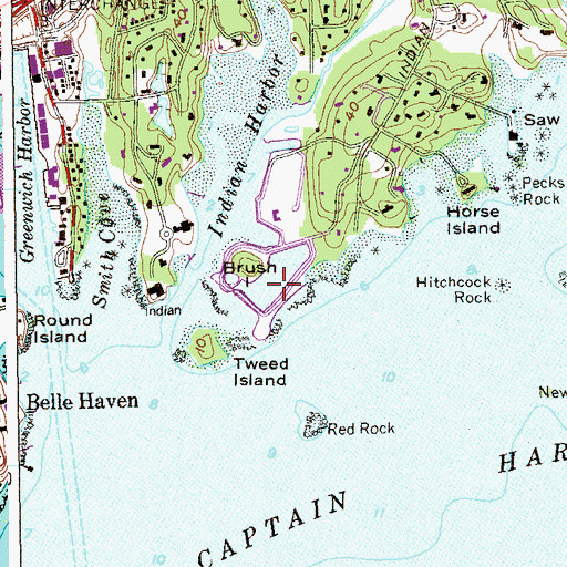 Topographic Map of Brush Island, CT