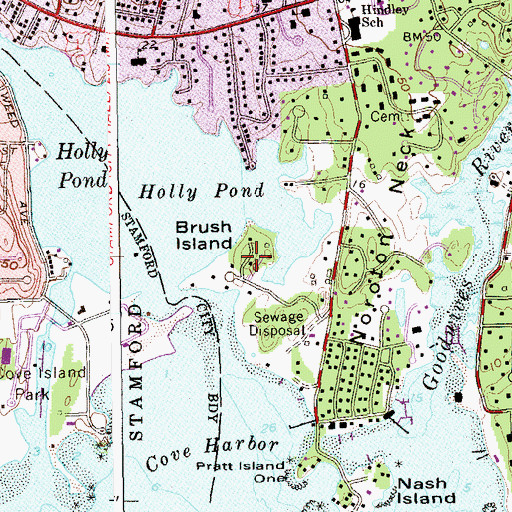 Topographic Map of Brush Island, CT
