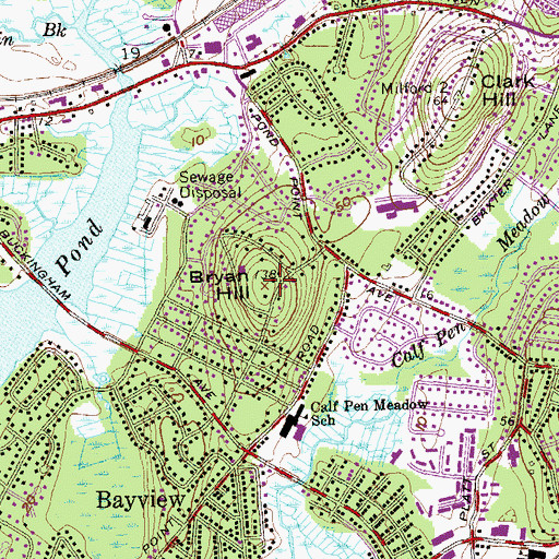 Topographic Map of Bryan Hill, CT
