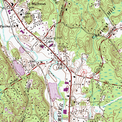 Topographic Map of Bryant Brook, CT