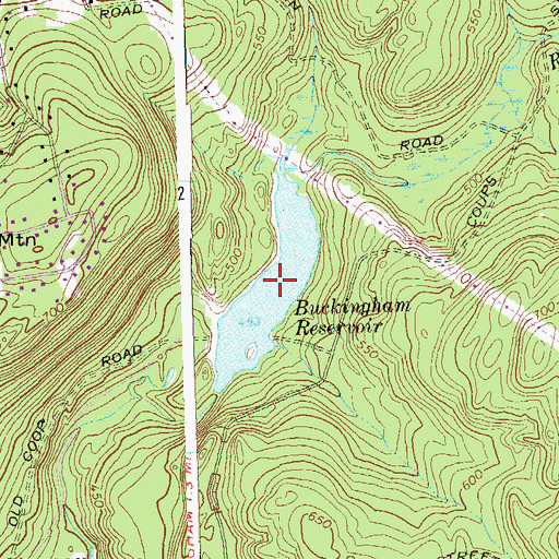 Topographic Map of Buckingham Reservoir, CT